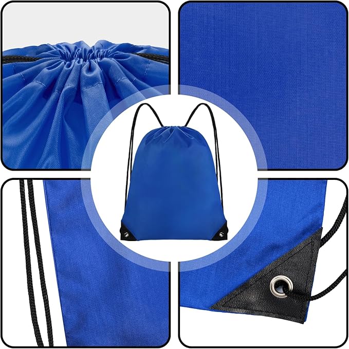 Grneric Drawstring Backpack Bulk 42 Pcs String Backpack Drawstring Bags Cinch Bag Sackpack for Men Women Gym (Navy Blue)