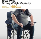 ALPHA CAMP Oversized Camping Chair Heavy Duty Lawn Chair with Cooler Bag Support 450 LBS Steel Frame Collapsible Padded Arm Quad Lumbar Back Folding Chair for Lawn Outdoor
