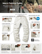 CQR Men's Tactical Pants, Water Resistant Ripstop Cargo Pants, Lightweight EDC Work Hiking Pants, Outdoor Apparel