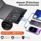 [Upgraded] BigBlue 3 USB Ports 28W Solar Charger(5V/4.8A Max), Portable Foldable Solar Panel for Camping, IP44 Waterproof, Compatible with iPhone 11/XS/XS Max/XR/X/8/7, iPad, Samsung Galaxy LG etc.