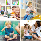 12oz Soup Thermo for Hot Food Kids Insulated Food Jar Wide Mouth Lunch Container Leak Proof Stainless Steel Vacuum Bento Box for School Office Travel Outdoors Black-Dinosaur