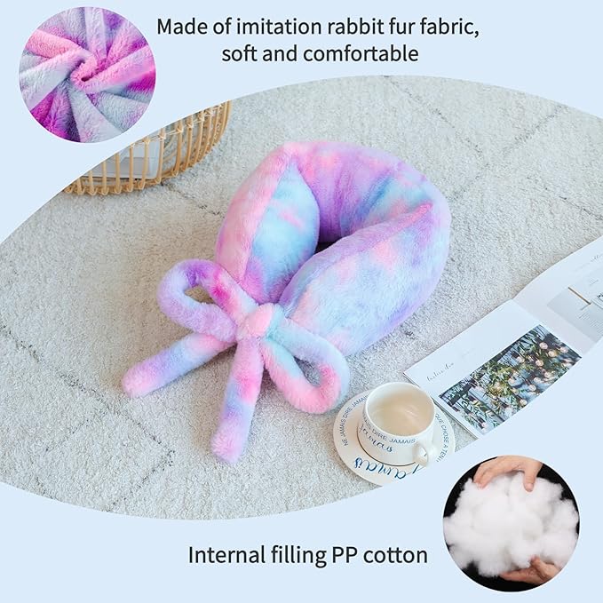 Travel Pillow Multifunctional Airplane Travel Neck Pillow Provides Neck and Lumbar Support During Travel Airplane Pillow Colorful Purple