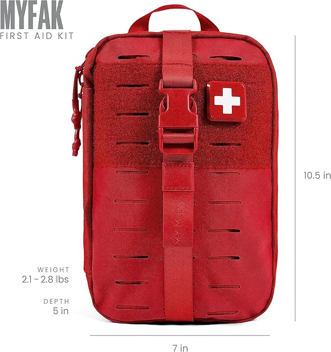 MY MEDIC MyFAK Standard Ifak First Aid Kit - 132 Life Saving Trauma and Medical Items - HSA FSA Eligible Survival Kit for Camping or Your Car - RED