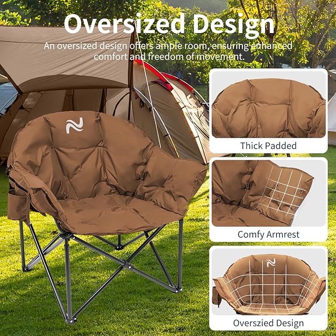 Slsy Heated Camping Chair Oversized, Outdoor Portable Heated Folding Chair, Heavy Duty 500 lbs Support, Padded Seat for Outdoor Sports, Camping, Patio, and Picnics