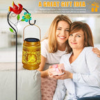 2 Pack Solar Lanterns Outdoor Waterproof,Hanging Metal Cardinal Garden Decor for Outside,Patio,Landscape,Walkway, Mothers Day Gifts for Women Mom Grandma