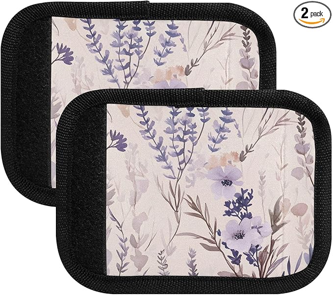 Lavender Flowers Pastel Luggage Handle Wrap for Suitcase Luggage Tags Handle Covers Identifiers Soft Decorations Travel Accessories 2 Pack
