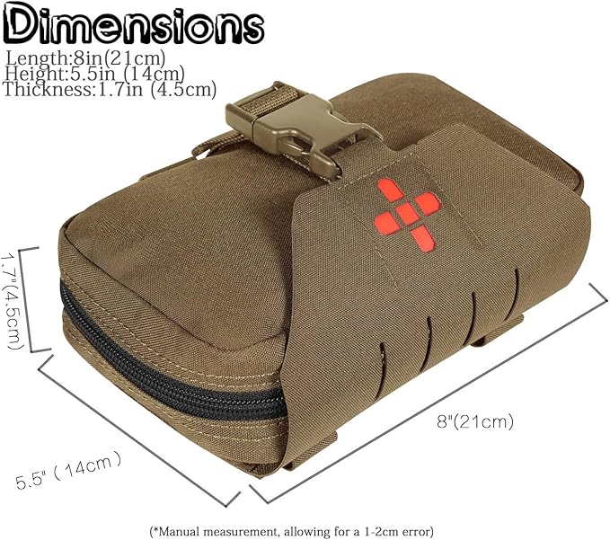 Ifak Pouch-Rapid Deployment Tactical MOLLE Trauma Kit Pouches, Quick Release Tear-Off Medical First Aid Kit Organiser with Red Immediate Identify for Emergency Surviva Activities.