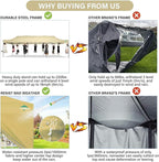 COBIZI 10x30 Pop up Canopy Tent 10x30 Canopy with 8 Sidewalls Waterproof Heavy Duty Commercial Canopy Tent for Parties Outdoor Tent Garden Gazebo Tent, Carry Bag with Wheel(10x30ft,Khaki)