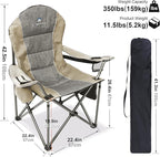 Folding Camping Chair:Oversized Portable Lawn Chairs for Adults,Outdoor Heavy Duty Padded Seats,Support 350 LBS,for Camp,Travel & Picnic