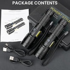 Rechargeable Flashlight 99000 High Lumens, Super Bright LED Flashlight with 7 Modes, Waterproof Powerful Flash Light for Camping, Home, Emerge∩cies (Black)