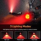 WINDFIRE Red Light Headlamp, Rechargeable Red Hunting Lights Headlight with 3 Lighting Modes, Zoomable, IPX4 Water Resistance Red Coyote Predator Light for Astronomy, Stargazing, Night Observation