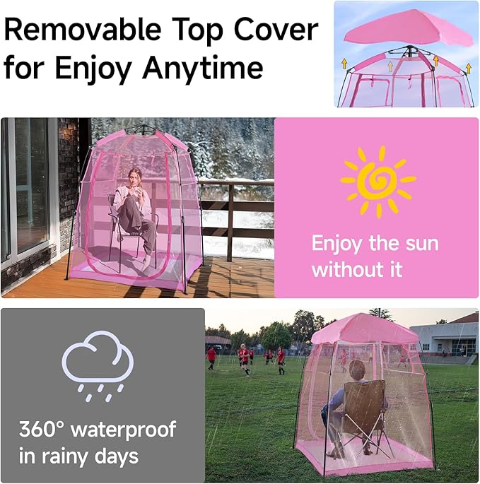 All Weather Proof Pod Sports Pod,540°View Weather Tent,1-4 Person Instant Tent with Sealed Floor,Outdoor Screen House with Carrying Bag,Screen Room for Sport Event,Camping,Fishing