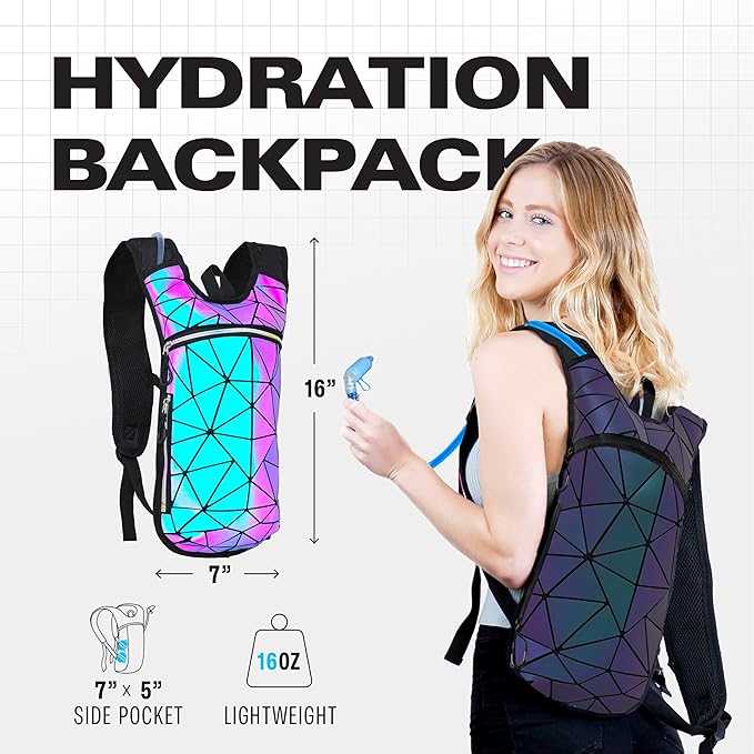 Sojourner Rave Hydration Pack - Hydration Backpack - Hydropack with 2L Bladder - Water Backpack for Festivals, Hiking, Running, Biking and More