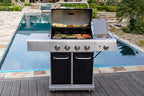 Kenmore 4-Burner BBQ Gas Grill with Searing Side Burner, Propane Grill, 52,000 BTUs, Warming Rack, Electronic Ignition & Cast Iron Cooking Grates, Black/Stainless Steel + Bonus Cover