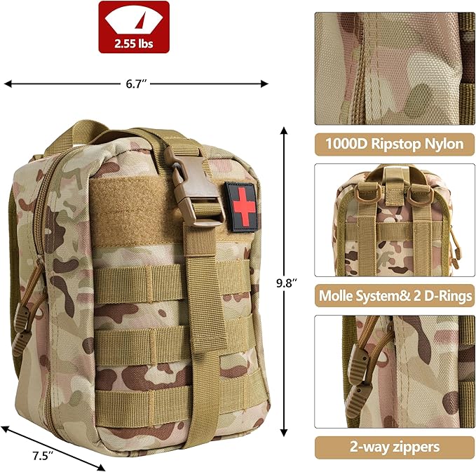 Emergency Trauma First Aid Kit, IFAK Medical Kit with Tourniquet, 36 inch Splint, Bleeding Control Kit