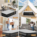 DIVON Twin Air Mattress with Built in Pump Raised,18” Inflatable Mattress with Wave Design,Blow Up Mattress in 2 Mins,Single Twin Size Air Mattress for Guest, Thicker AirBed,Colchon Inflable-330Lbs