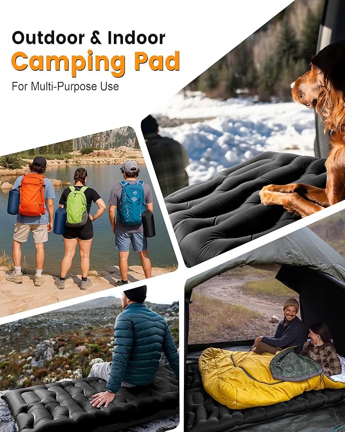 Camping Sleeping Pad,5.9 Inch Thick Camping Mat with Built in Pillow and Foot Pump,Self Inflating Sleeping Pad Ultralight for Camping Backpacking Tent（Green