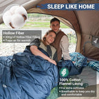 KingCamp Double Sleeping Bag for Adults, Queen Size 2 Person XXL Flannel Sleeping Bag, Waterproof Lightweight Flannel Quilt with 2 Pillows, Perfect for Couples Family Camping Hiking