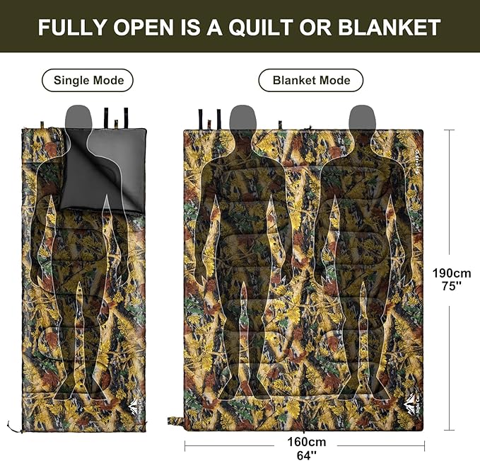 Night Cat Camping Sleeping Bag for Adults 3 Seasons Portable Lightweight Backpacking Hiking Traveling Indoor Outdoor Temperature 5-15℃ 2.6x6.3ft Switch to a Quilt or Blanket