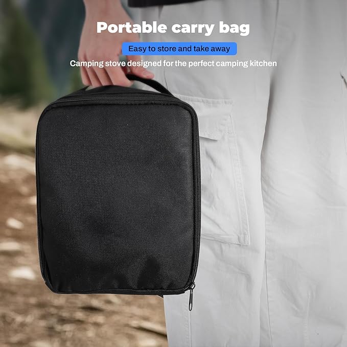 Adjustable 2-Burner Portable Stove with 16000 BTU, with Camping Grill and Carrying Bag, Portable Propane Camp Stove with 2 Burners & Piezo Ignition for Camping, Backyard BBQ,Tailgating (Green)