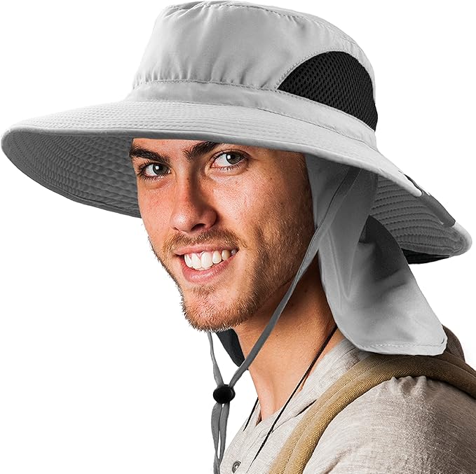 SUN CUBE Wide Brim Sun Hat Men Women, Fishing Hats Sun UV Protection, Mens Hiking Bucket Hat Safari Beach Boonie, UPF 50+