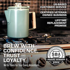 COLETTI Bozeman Camping Coffee Pot — Camping Coffee Makers, Coffee Percolator – America's Sleekest Percolator – NO Aluminum or Plastic (Camp Green)