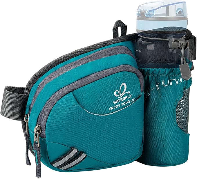 WATERFLY Fanny Pack Waist Bag: Waist Pack for Women Men with Water Bottle Holder Hiking Fanny Pack for Running Walking DogWalking Travel Cycling