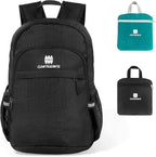 Lightweight Packable Small Hiking Backpack for Women Men - 20L Waterproof Foldable Daypack for Travel, Hiking, and Daily Use, Adjustable Chest Strap, Durable Nylon, Black