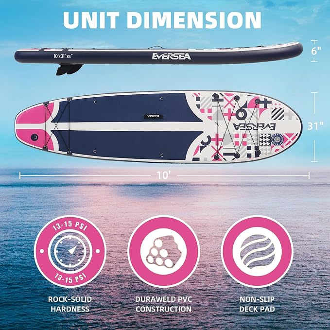 Inflatable Stand-Up Paddle Boards – Available 32"/33"/34" Widths Inflatable Paddle Board with SUP Accessories, Camera Mount, Basic All-Around SUP Board for All Skill Levels, Up to 450lbs