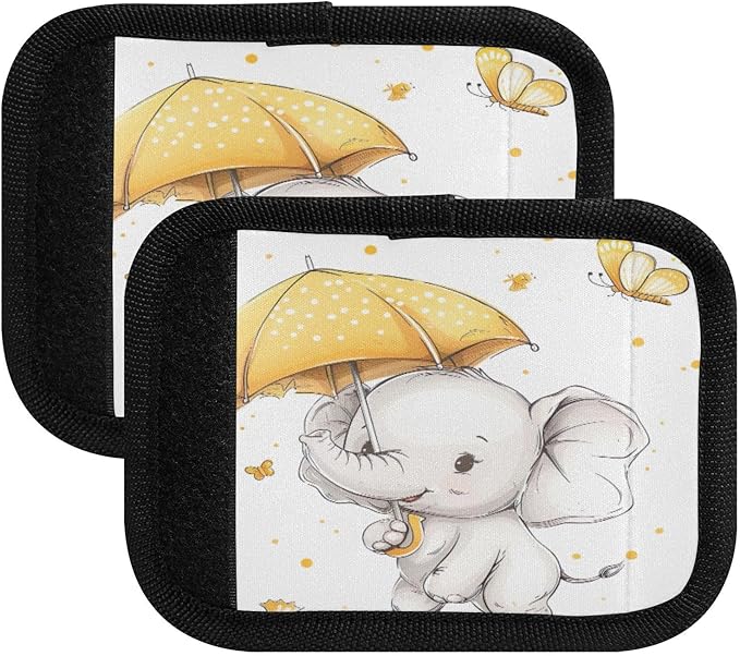 Qilmy Cute Baby Elephant Luggage Handle Wrap 2Pack Luggage Identifiers Tag Comfort Handle Grips Cover for Stroller Suitcase Bag Airplane Travel Accessories2123