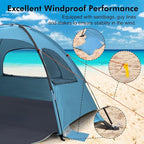 WhiteFang Beach Tent Anti-UV Portable Sun Shade Shelter for 3/4/6/8 Person, Extendable Floor with 3 Ventilating Mesh Windows Plus Carrying Bag, Stakes and Guy Lines