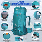 IGOLUMON 60L Hiking Backpack Waterproof Camping Backpack with Rain Cover Large Lightweight Backpacking Backpack for Men Women