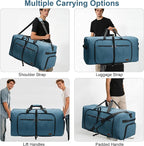 120L Foldable Waterproof Travel Duffel Bag for Men and Women with Shoe Compartment (Light Blue, EXTRA LARGE, 120L)
