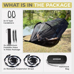 ADVOKAIR Camping Hammock with Mosquito Net Up to 500lbs, Ultralight and Portable Nylon Travel Hanging Hammock with Tree Straps, Perfect for Outside, Backpacking, Hiking and Backyard