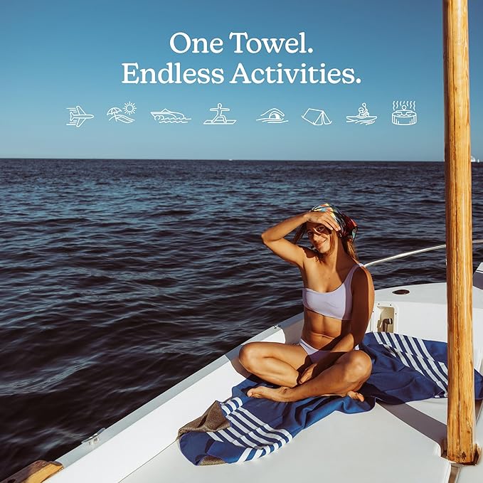 Nomadix Original Towel - Perfect for Beach, Pool, Travel, Camping, Yoga - Made with Recycled Materials - Super Absorbent - Sand Resistant - Poolside Navy - 72.5x30