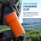 bzyoo Nesting Stainless Steel Camping Cup Set with Hook – 5-in-1 Stackable Durable 9oz Campstack Cup Set for Hiking, Backpacking & Outdoor Adventures (Orange)