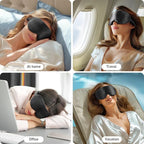 LitBear 100% 22 Momme Mulberry Silk Sleep Mask - 3D Contoured Eye Mask for Men & Women, Soft Breathable Sleeping Mask with Adjustable Strap, Perfect Blocks Light for Sleeping (Black)