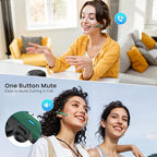 Bluetooth Headset, Wireless Bluetooth Earpiece V5.0 Hands-Free Earphones with Built-in Mic for Driving/Business/Office, Compatible with iPhone and Android (Green)