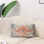 Outdoor Waterproof Pillow Covers - 12X20 Inch Set of 2, Bohemian Vintage Carpet Pattern, Orange Blue Ethnic Design, Decorative Farmhouse for Couch, Garden, Balcony