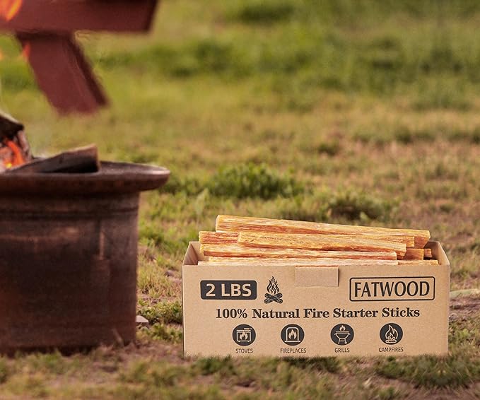 2 lbs Fatwood Fire Starter Sticks, 100% Natural Kindling Firewood Firestarter for Stoves, Pine Wood for Fireplaces, Campfires, Bonfires, Grill