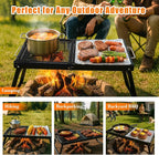 Folding Campfire Grill,Enameled Coating Grate, Heavy Duty Camp Grill Grate, Portable Camping Grates Over Fire Pit, Campfire Grill Cooking Equipment with Carrying Bag for Outdoor Cooking