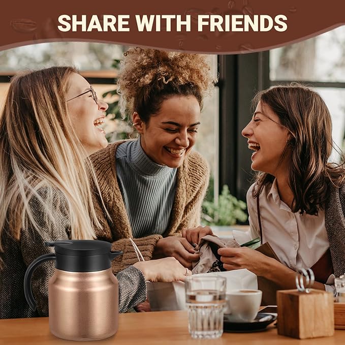27Oz Thermal Coffee Carafes For Keeping Hot/Cold, Stainless Steel Coffee Carafe, Dustproof Insulated Water Carafe for Party/Home, Copper