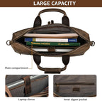LEATHER VILLAGE 18" Leather Laptop Messenger Briefcase Bag for Men-Leather Satchel for Travel and Office Shoulder Bag-Rustic Brown