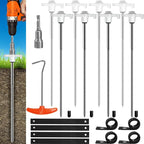 8 Pieces Trampoline Stakes Heavy-Duty: 10 Inch Metal Stake Safety Ground Anchor - for Trampoline/Camping Tent/Canopies/Carports/Sheds/Swing Sets