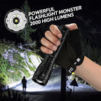 RECHOO S2000 LED Flashlight High Lumens, Super Bright, Powerful, Mid-Size Tactical Flashlight with 3 Modes, Zoomable, Water Resistant Flashlights for Home, Emergencies, Camping, Outdoor Use