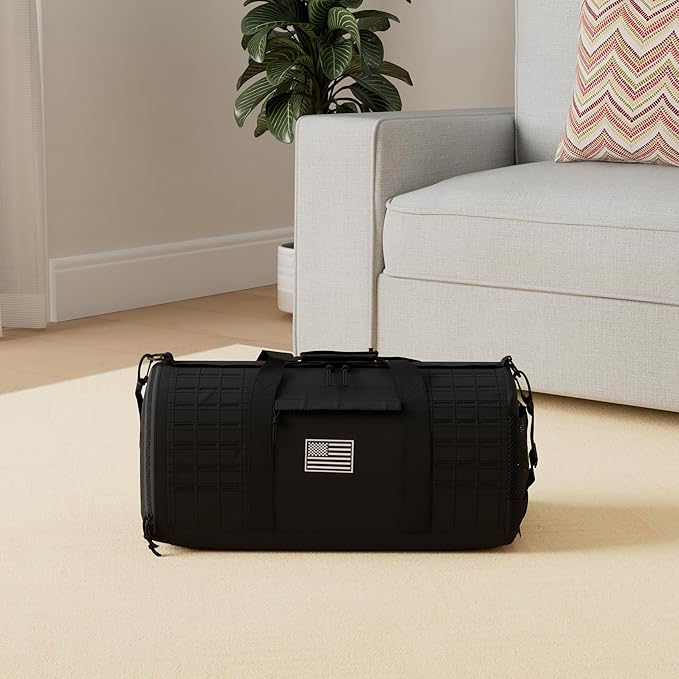 QT&QY 40L Military Tactical Duffle Bag For Men Sport Gym Fitness Tote Travel Training Workout With Shoe Compartment Basketball Football Weekender