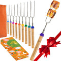 CARPATHEN Marshmallow Roasting Sticks Campfire - Set of 10pcs Smores Sticks With Beautifully Engraved Handles - Perfect as a Gift - Telescoping Stainless Steel Hot Dog Sticks Skewers