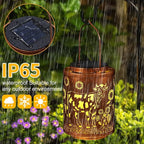 Solar Lanterns Garden Decor Birthday Gifts for Women Mon Grandma Metal Hanging Solar Lights Waterproof Outdoor Decoration for Outside LED Lanterns for Yard Patio Lawn (Cow)