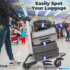 BlueCosto - Luggage Tags - Blue, 50 Pack - Suitcase Tags with Name ID Card & Heavy-Duty Metal Wire Loops - Bright Colored PVC Identifiers for Travel Baggage - Backpack Name Labels