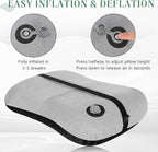 2 Pack Inflatable Travel Camping Pillow with Removable Cover Backpacking Blow up Neck Air Pillow Compressible for Lumbar Support Travel Hiking(Black,Grey)